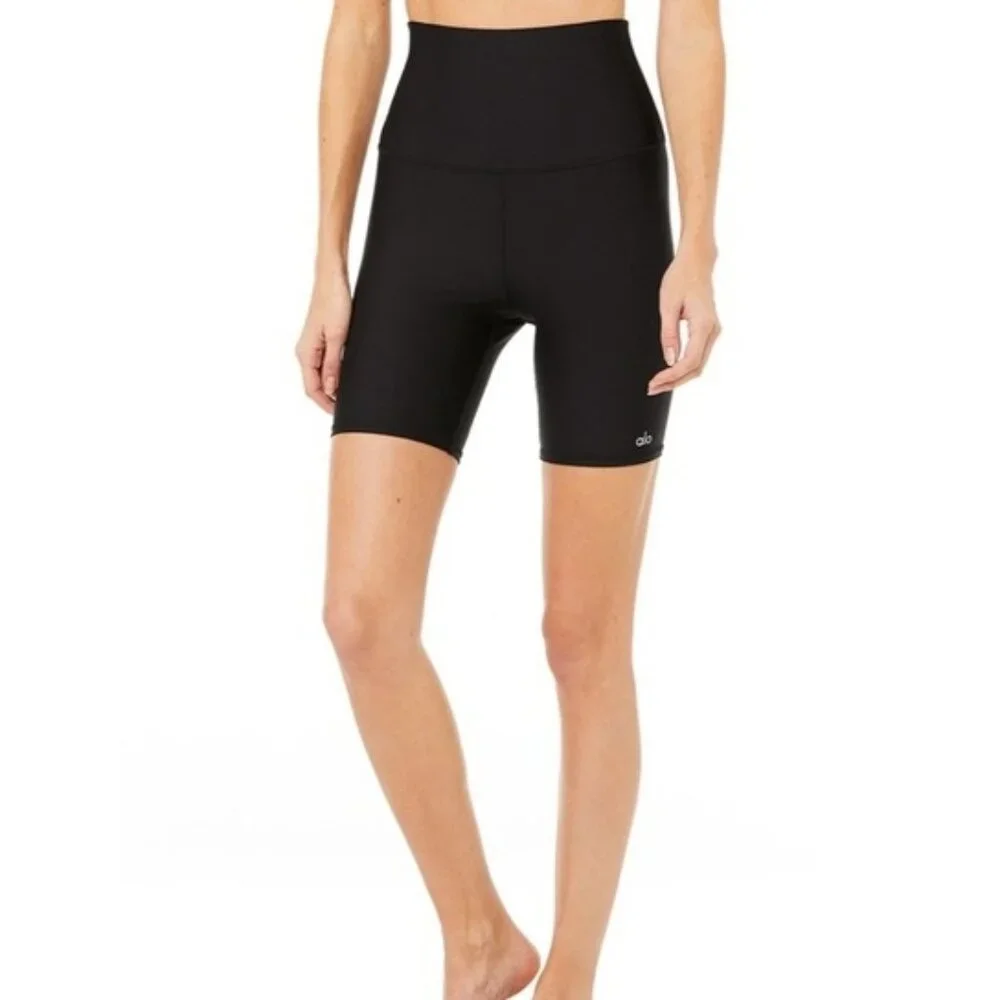 Alo Extreme High-Waist Airlift Biker Shorts Black Hi-Rise Bermuda Long Bike XS